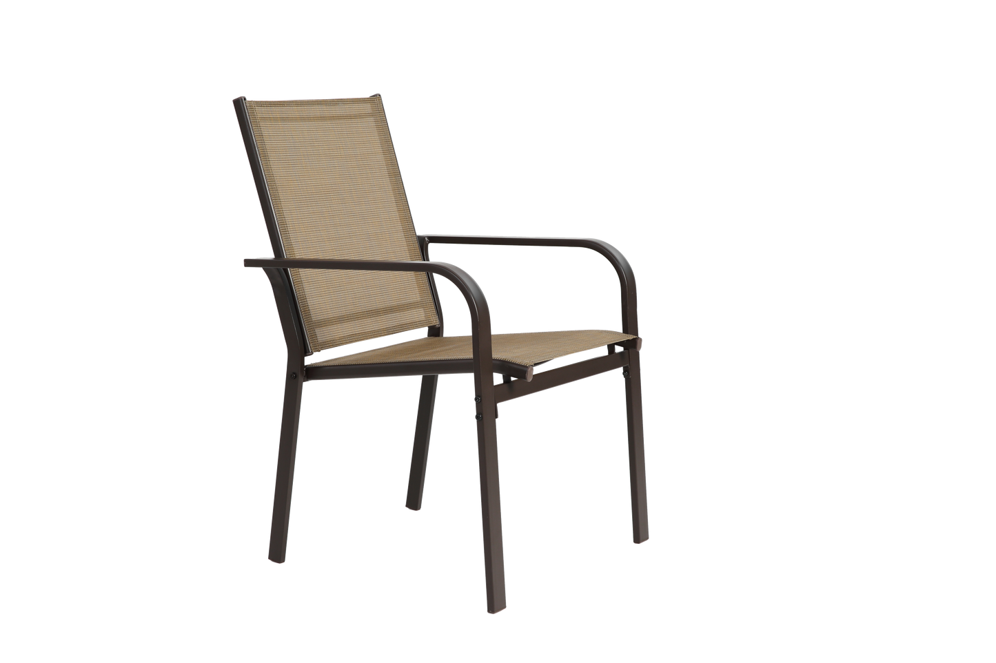 7 Pieces Patio Dining Set, Outdoor Furniture Table and 6 Textilene Chairs, Outdoor Furniture with Rectangular Table and 6 Stackable Chairs Family Conversation Set for Garden Backyard Deck-Brown