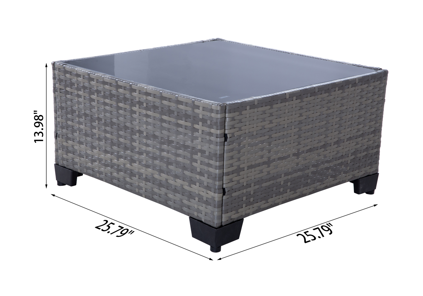 All-Weather 7-Piece Gray PE Wicker Patio Conversation Set with Beige Cushions and coffee table