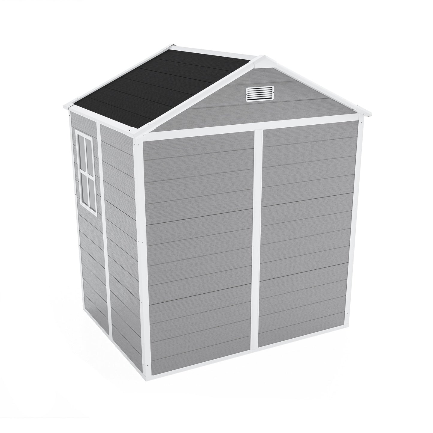 Campcraft 6*5ft resin storage shed, high quality pp material, strong structure, waterproof, rust and UV proof, large storage space, 12mm thick pp board, HD window lighting