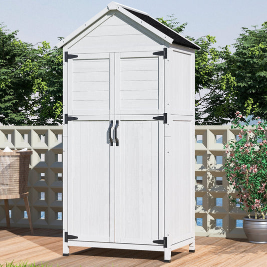 67' White Fir Wood Storage Shed with Double Doors