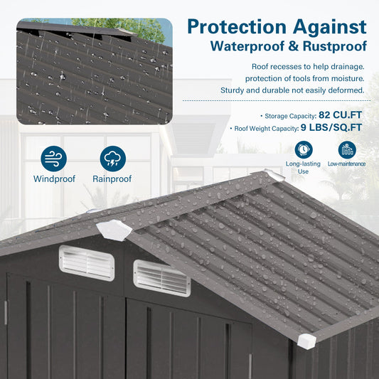 6X 3.5FT Metal Outdoor Storage Shed, Tool Shed with Pitched Roof Watertight with Positive Window and Lockable Door Compact Metal Tool Room for Garden, Backyard, Patio, Sundries and Bike Storage, Gray