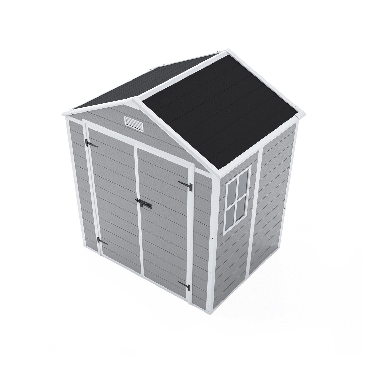Campcraft 6*5ft resin storage shed, high quality pp material, strong structure, waterproof, rust and UV proof, large storage space, 12mm thick pp board, HD window lighting