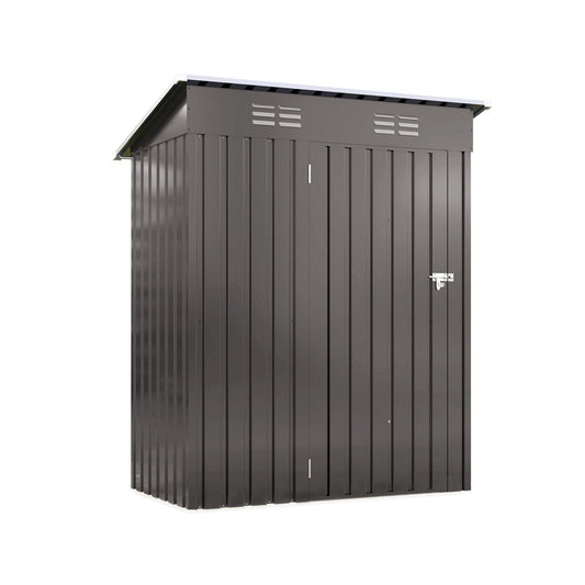 5x3 FT Durable Metal Shed Outdoor Storage Shed with Pitched Roof and Lockable Door, Gray