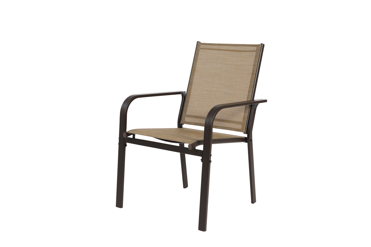 7 Pieces Patio Dining Set,  Outdoor Furniture Table and 6 Textilene Chairs, Outdoor Furniture with Rectangular Table and 6 Stackable Chairs Family Conversation Set for Garden Backyard Deck-Brown