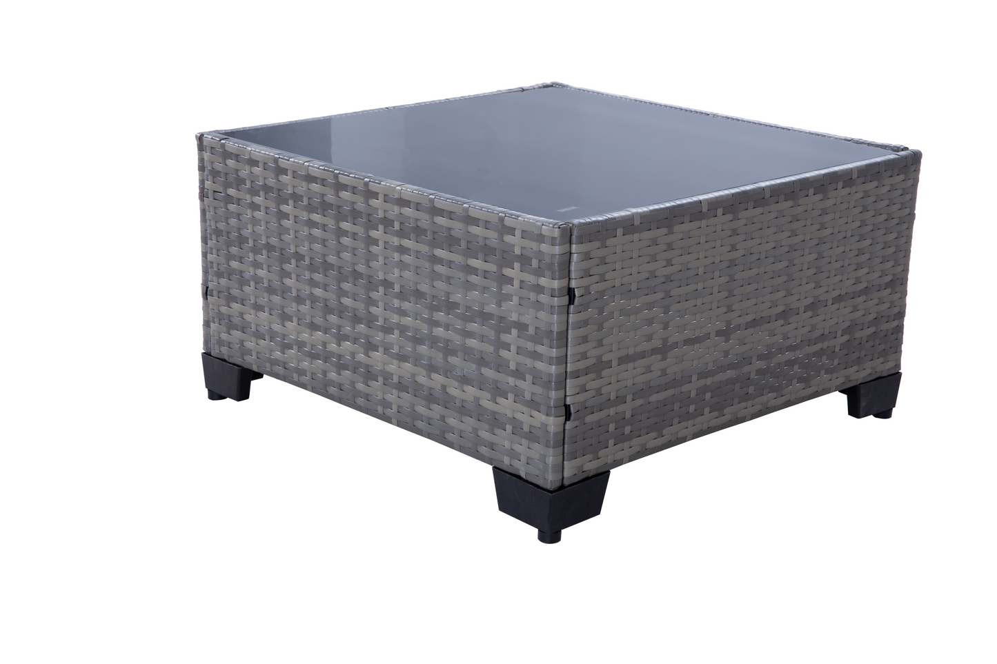 All-Weather 7-Piece Gray PE Wicker Patio Conversation Set with Beige Cushions and coffee table