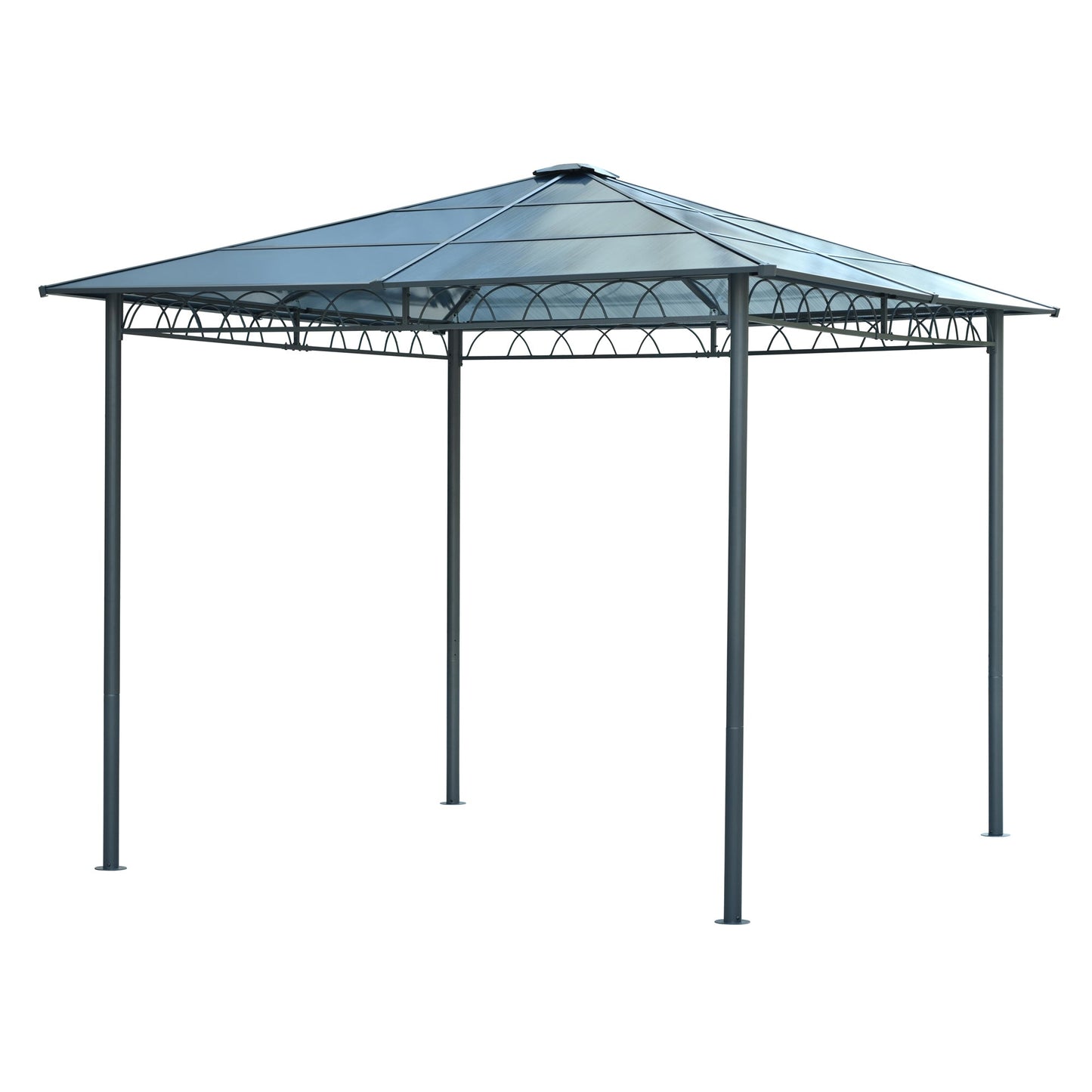 TREXM 10'x10' Hardtop Outdoor Gazebo with Polycarbonate Roof, Patio Gazebo with Aluminum Frame, Mosquito Netting and Privacy Screens for Shade and Rain, Backyard Tent for Backyard, Garden, Lawn(Beige)