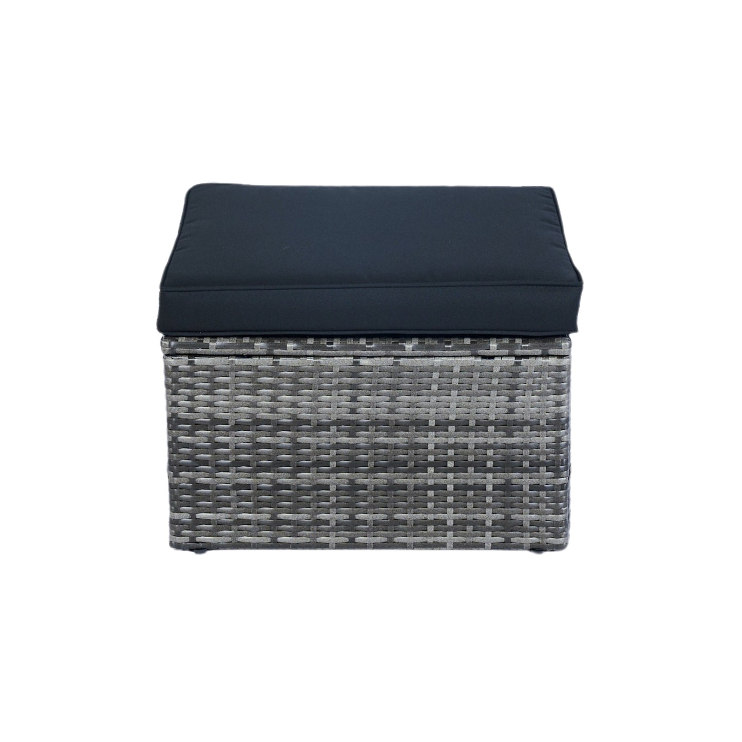 6 Piece Patio Wicker Sectional Set Patio Backyard Conversation Set Space Saving Grey Wicker + Black Cushion